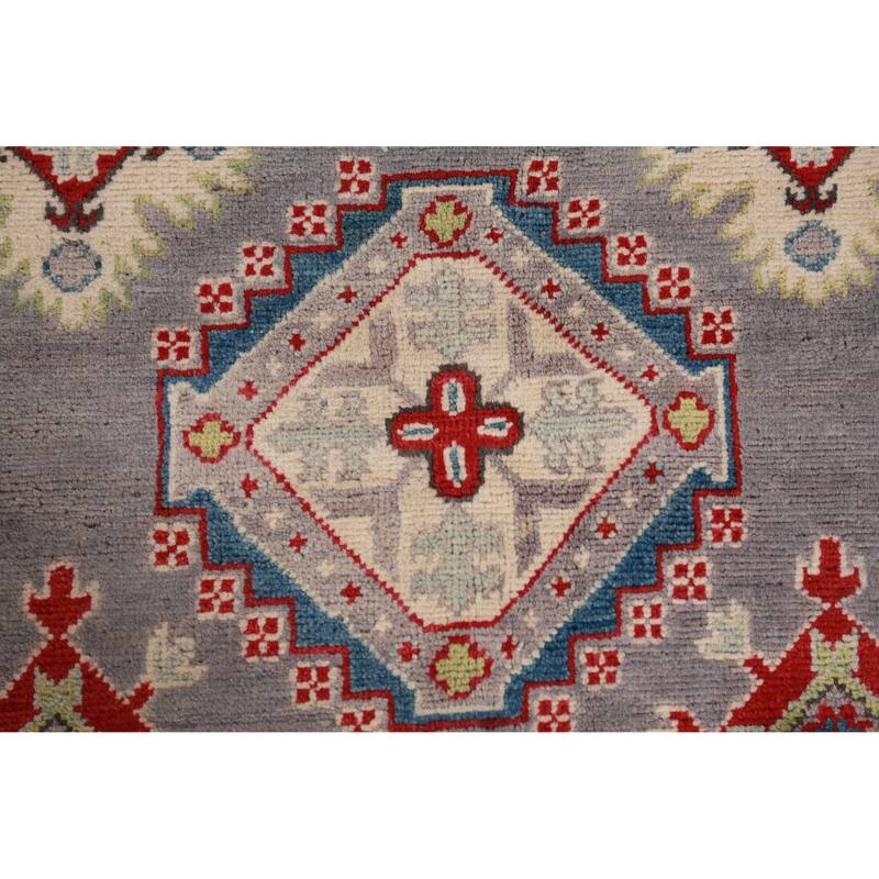 Hand Knotted Oriental 100% Wool Carpet Traditional All-Over Greys & Charcoal Kazak Area Rug - 9' 10'' X 8' 2''