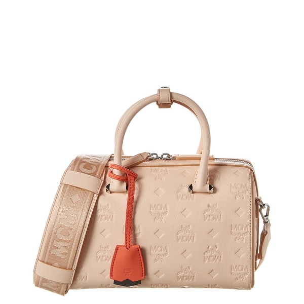 Shop Mcm Essential Monogram Leather Boston Bag - Overstock - 31169235