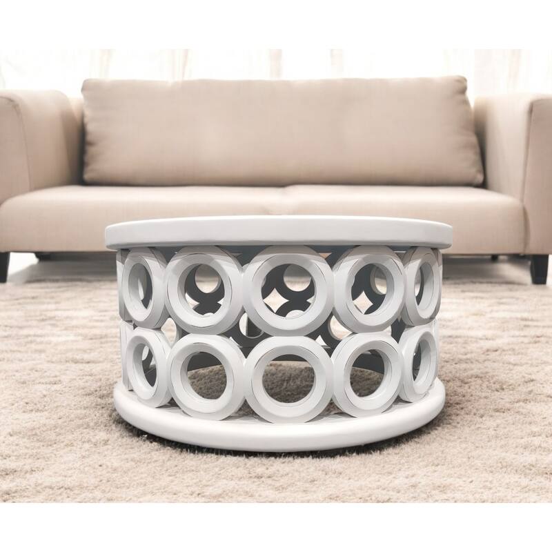 HomeRoots 36" White Solid Wood Round Coffee Table - 36' X '18' X '36 - White