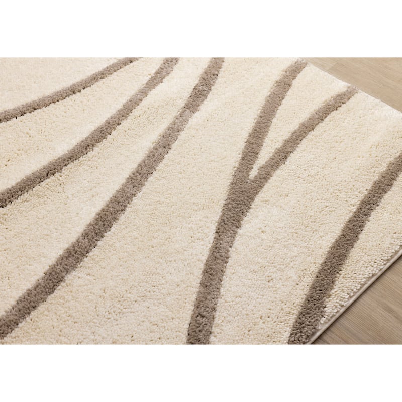 Porter Collection - Cream Taupe Curves Area Rug, 5'7" x 7'7"