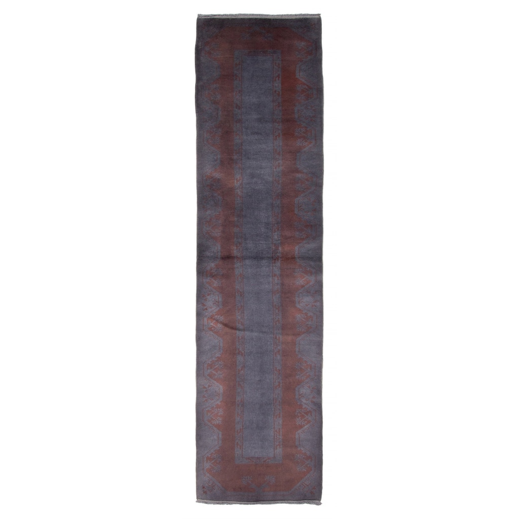 ECARPETGALLERY Hand-knotted Color Transition Charcoal Wool Rug - 2'9 x 10'5