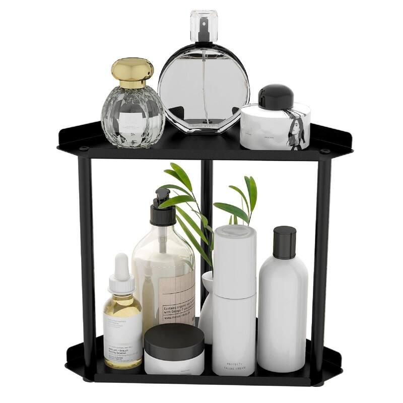Corner Bathroom Counter Organizer - 10.6"D x 5.9"W x 10.6"H - Black