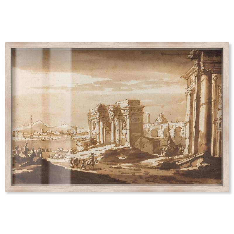 Capriccio View of Roman Ruins Shadowbox by Art Remedy - Natural - 45" x 30"
