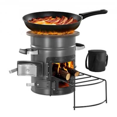 Outdoor Rocket Stove for Backpacking, Burn Twigs, Sticks, Charcoal - N/A