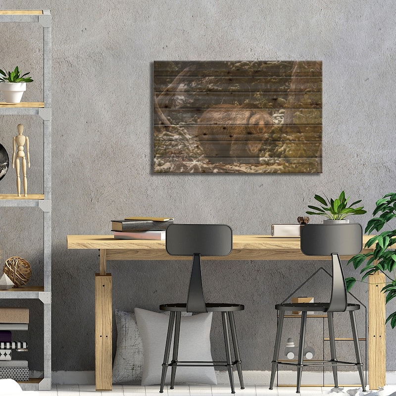 USA, Wyoming, Bridger-Teton National Forest. Grizzly Bear Sow And Cub. Print On Wood by Jaynes Gallery - Multi-Color