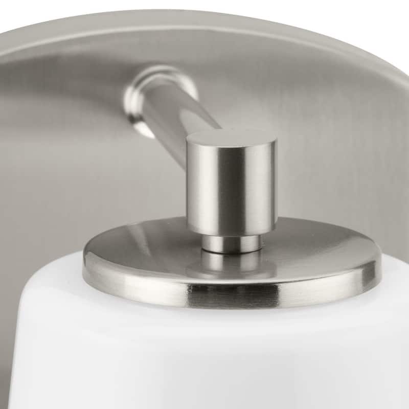 Haven Collection One-Light Brushed Nickel Opal Glass Luxe Industrial Bath Light - 4.75 in x 6.75 in x 7.87 in