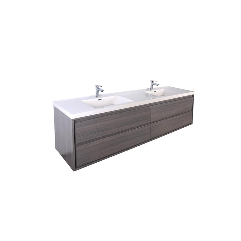 Sage 72" wall mounted bathroom vanity with double basin acrylic top