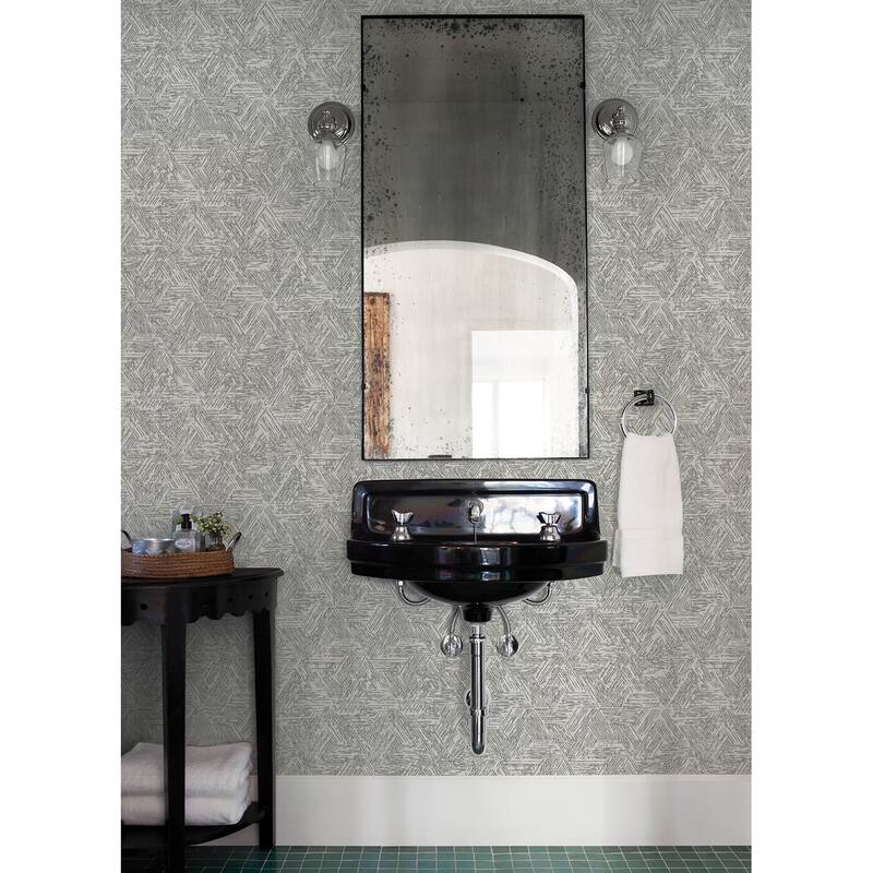 A-Street Prints Retreat Charcoal Quilted Geometric Wallpaper