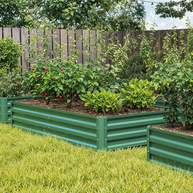 Moasis Outdoor Metal Raised Garden Bed with Gloves