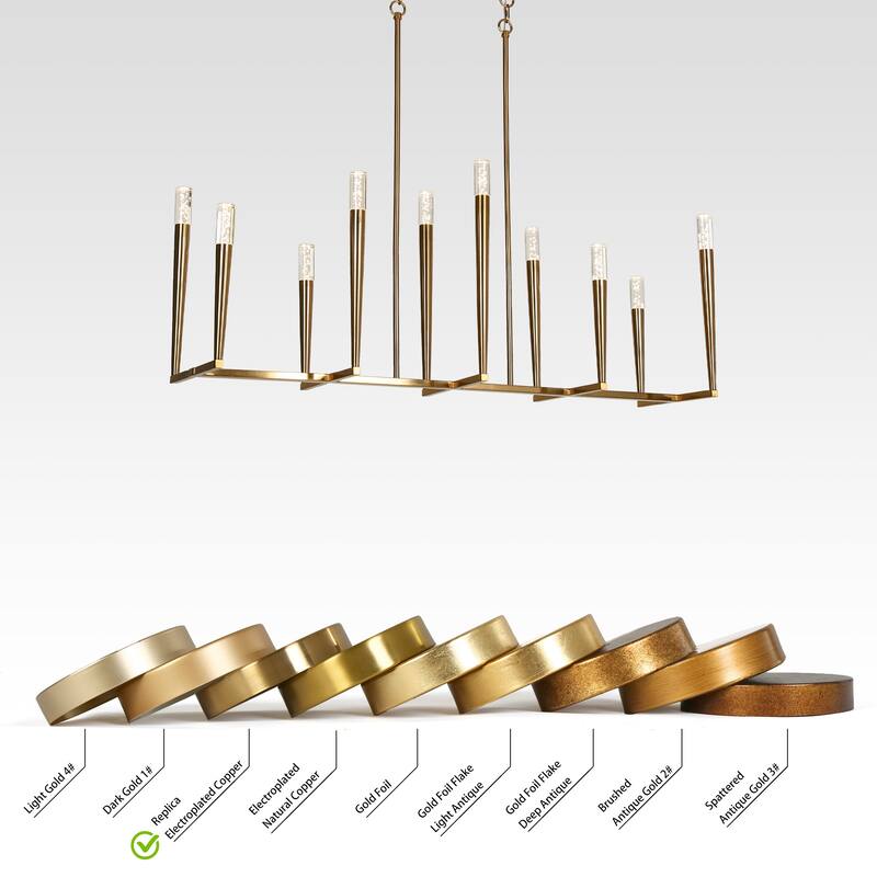 Modern Gold LED 10-Light Chandeliers 43.3 in. Large Island Lights for Kitchen Island