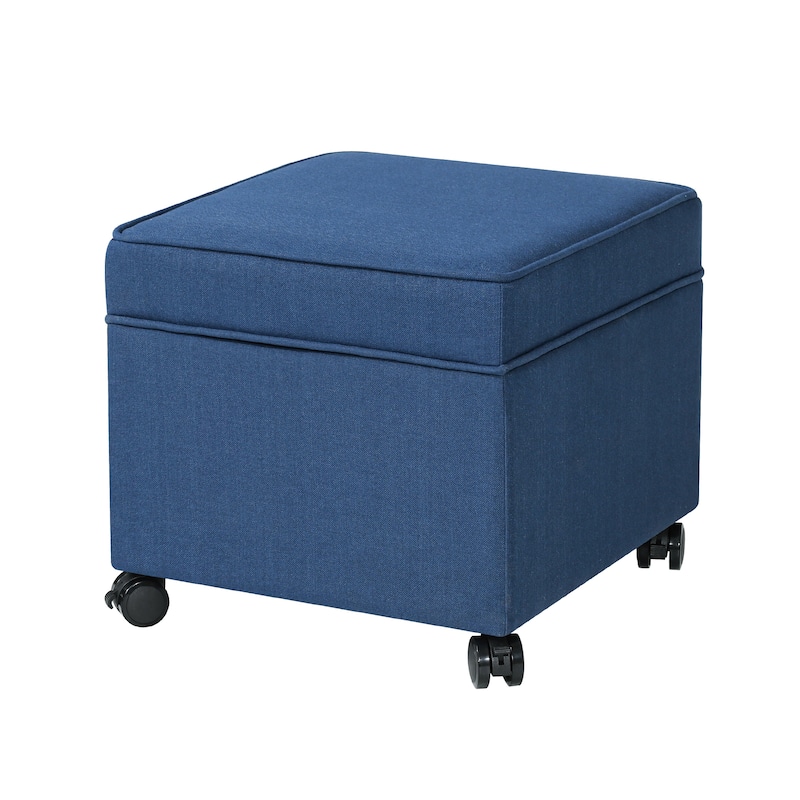 Adeco Square Storage Ottoman 17 inch Footstool