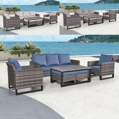 Gymojoy 6-Piece Outdoor Furniture Sofa Chair Table with Ottoman