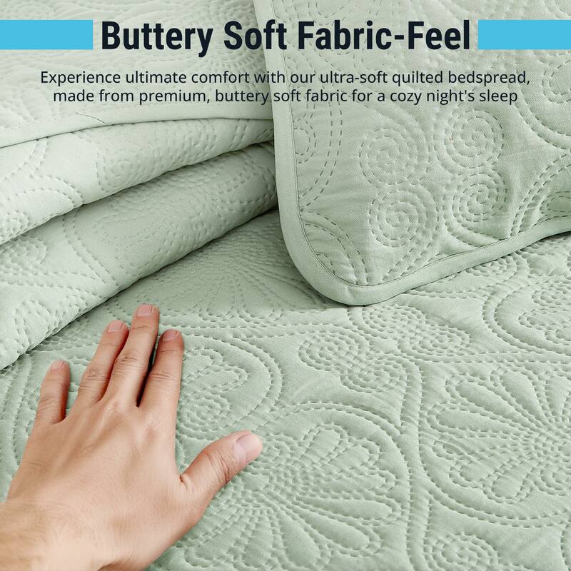 HLC.ME Benji - 3 Piece Size Quilt Set, Lightweight Bedspread Coverlet Set
