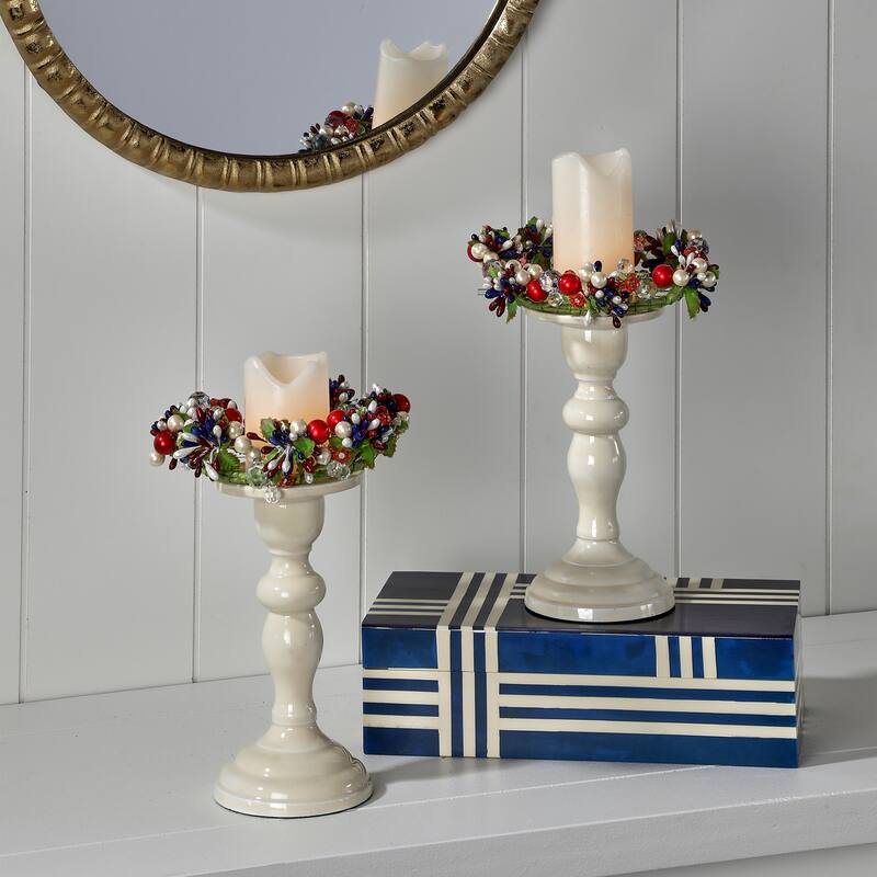 6" Independence Acrylic Berry Candle Ring Set of 2