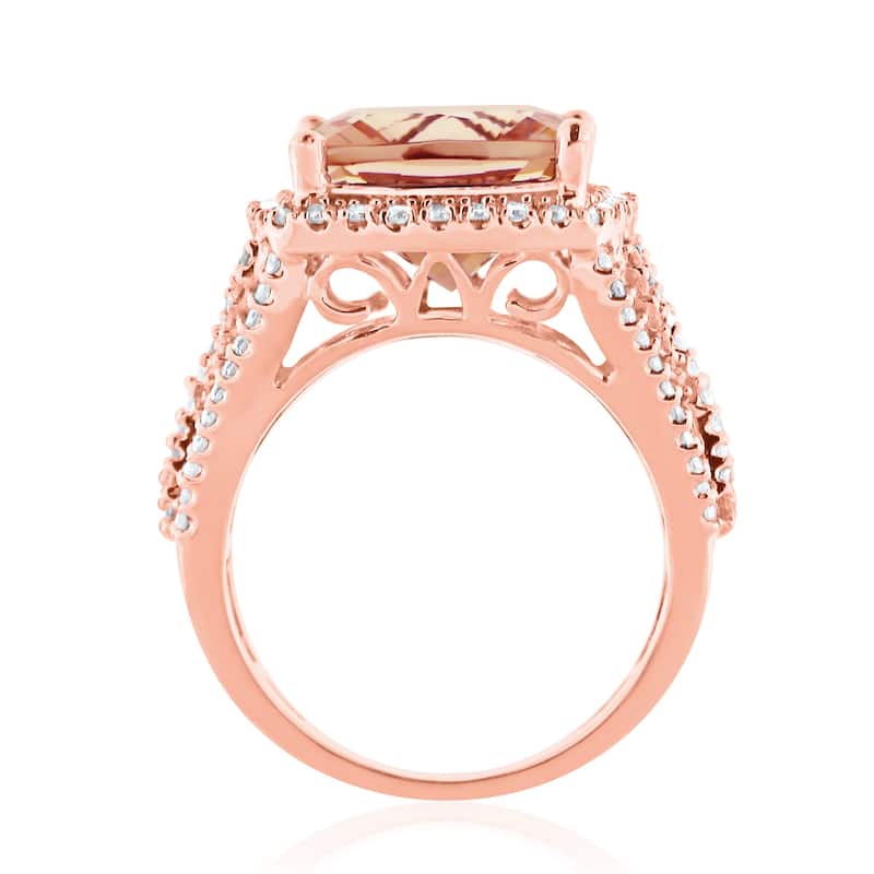 Auriya 6 1/5ct Cushion-cut Morganite 7/8ctw Halo Diamond Engagement Ring 10K Rose Gold