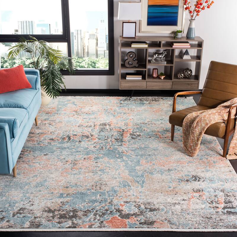 SAFAVIEH Shivan Kathryne Modern & Contemporary Abstract Blue/Ivory Rug - 8' x 10' - Blue/Ivory