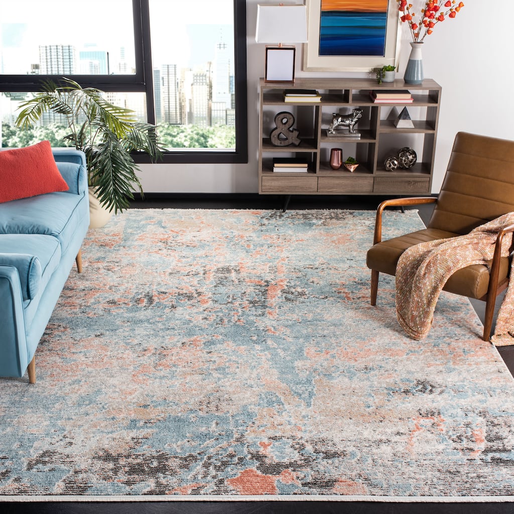 SAFAVIEH Shivan Kathryne Modern & Contemporary Abstract Blue/Ivory Rug