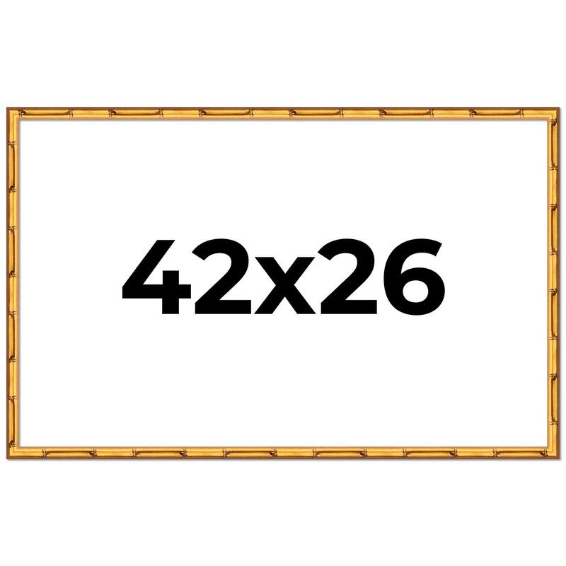 42x26 Frame Gold Bamboo Picture Frame Modern Photo Frame Includes UV Acrylic Shatter Guard Front Acid Free Foam Backing Board