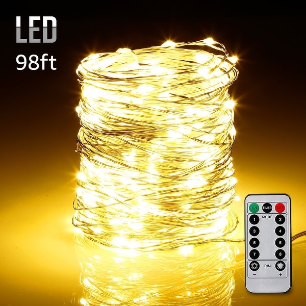 98ft 300 LEDs Fairy String Lights Dimmable with Remote Control, 3000K Warm White/6000K Daylight