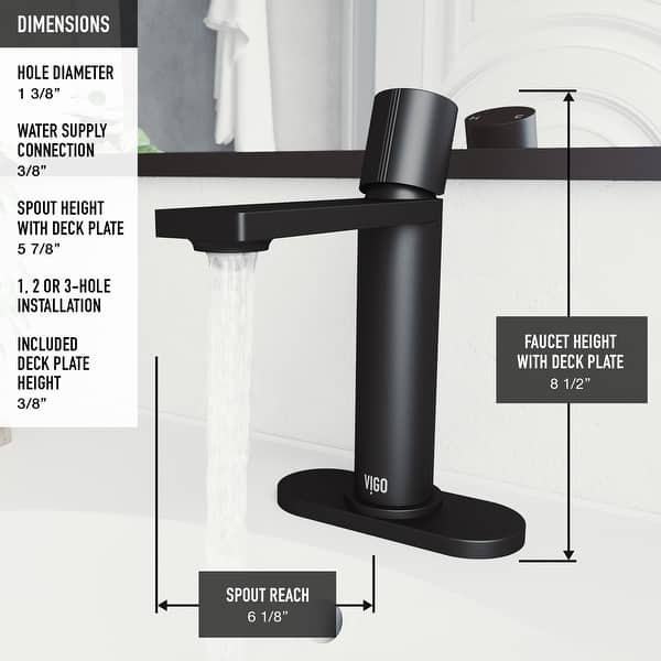 dimension image slide 3 of 8, VIGO Halsey 8" H Single Handle Single Hole Bathroom Faucet