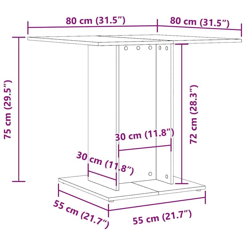 vidaXL Dining Table White 31.5"x31.5"x29.5" Engineered Wood