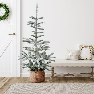 Real Touch™ Slim Flocked Nordmann Fir Artificial Christmas Tree- 4.5' - Unlit - 4.5 Foot
