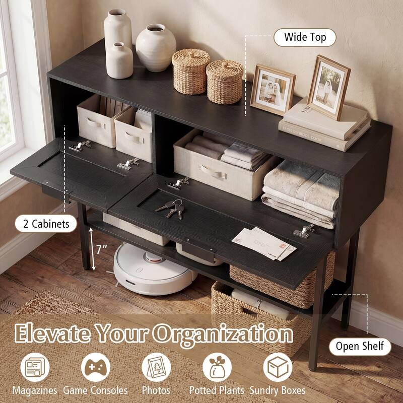 Gymax 40'' Freestanding Entryway Table w/Flip Doors & Open Storage