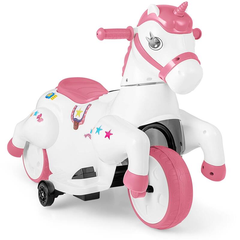 Costway 12V Kids Ride on Unicorn Toy with Training Wheels Music - See Details
