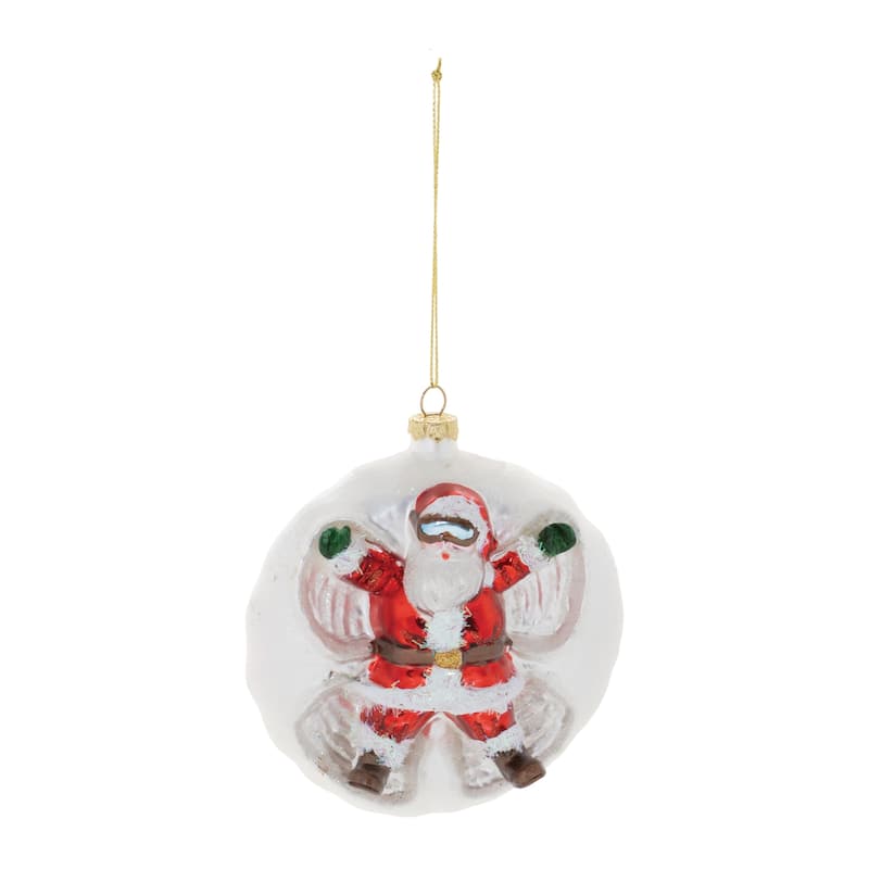 Santa Snow Angel Ball Ornaments Set of 6 Glass Christmas Decor - 4" x 2" x 4.5"