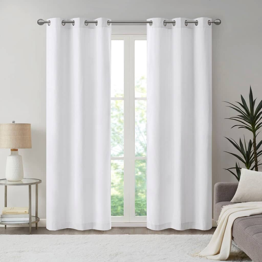 Basketweave Room Darkening Curtain Panel Pair