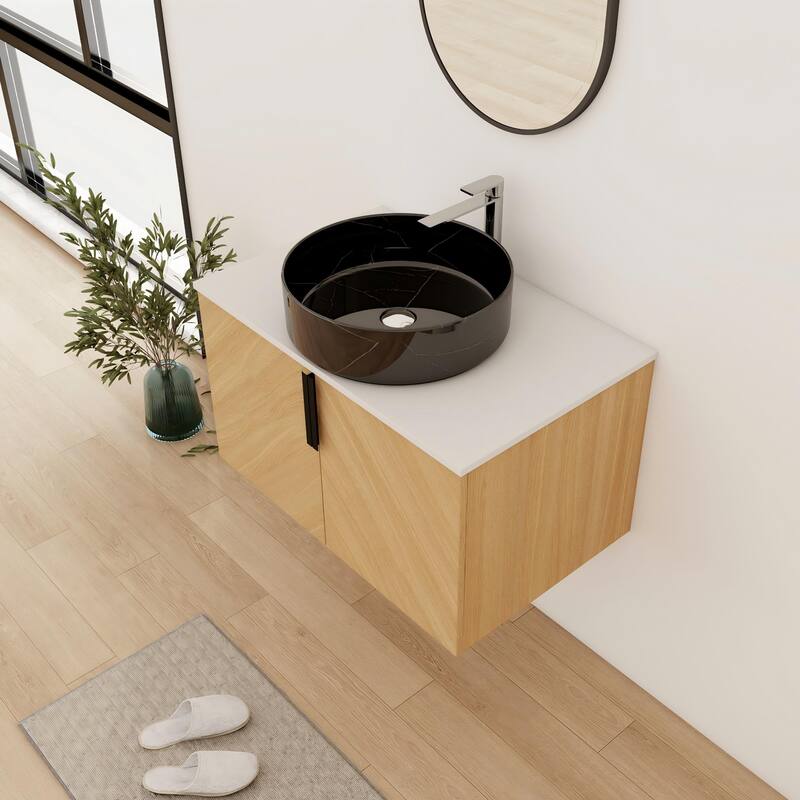 Bathroom Vanity With Sink In 30/36 Inch, Floating Bathroom Vanity With 2 Soft Close Doors