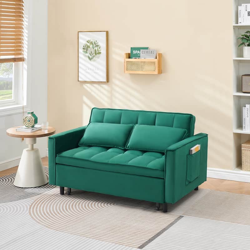 55-inch 3-in-1 Multifunctional Velvet Sofa Bed for Living Room