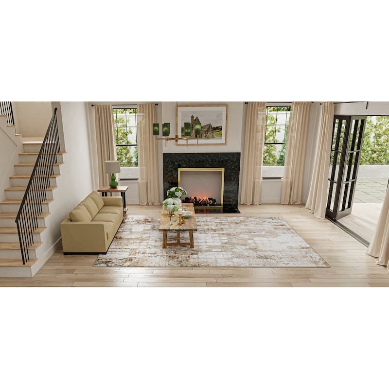 Bashian Gemita Beige Contemporary Area Rug