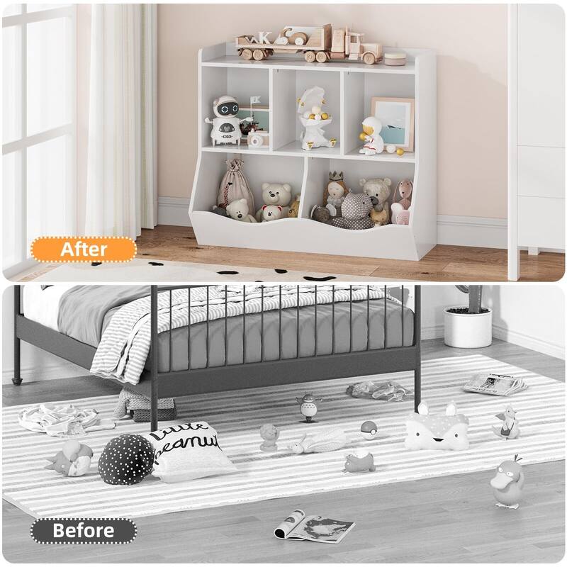 Kids Bookshelf and Bookcase Toy Storage Multi Shelf with Cubby Organizer Cabinet for Boys Girls