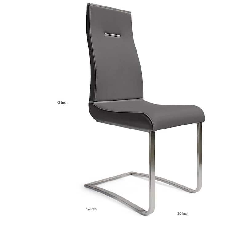 Chrome/Gray Faux Leather Upholstered Metal Frame Dining Chair, Set of 2, Sturdy Dining Chair for Dining Rooms - 19