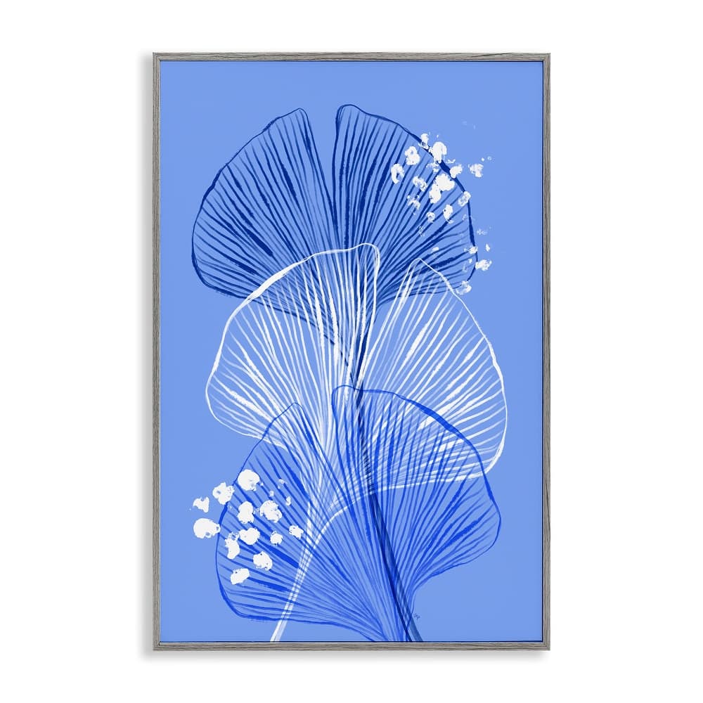 Stupell Layered Blue Gingkoes Framed Giclee Art Design By Martina Pavlova