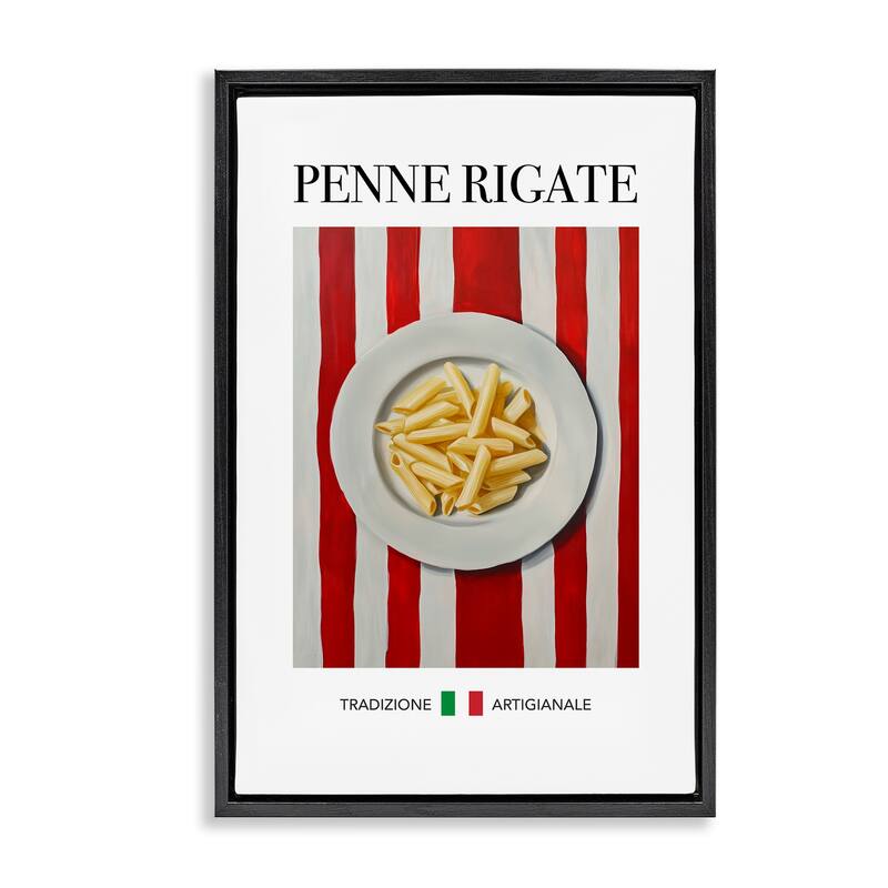 Stupell Traditional Penne Rigate Pasta Framed Floater Canvas Wall Art Design By Andreas Magnusson - 21 x 31 - Black
