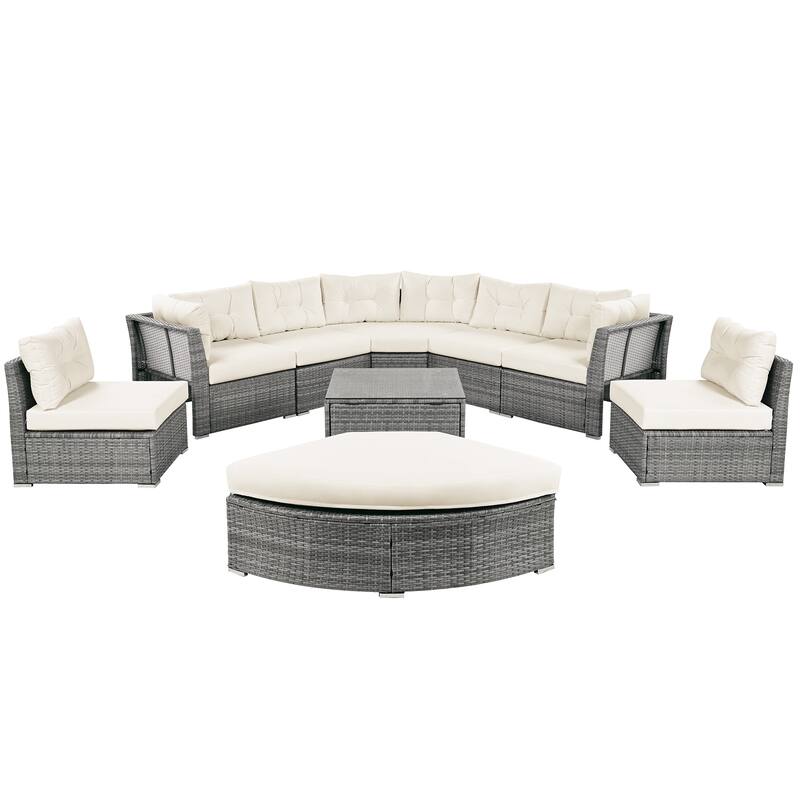 Modular Sectional Daybed Rattan Frame Seating Group Conversation Sets