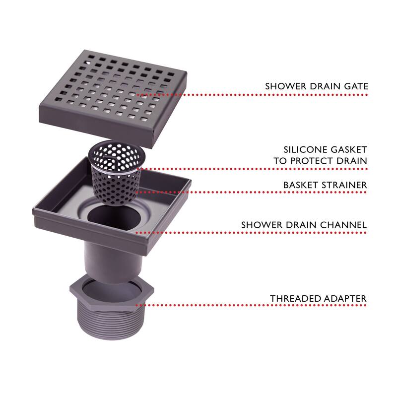 Design House 542852 4" Square Shower Drain
