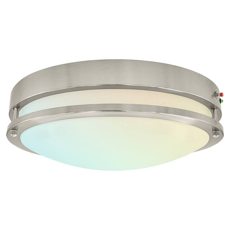 Luxrite 14 Inch LED Emergency Light with Battery Backup, 18W, 5 CCT Colors, 1440 Lumens, Dimmable, 120-277V, Damp Rated - Color Selectable 27K/30K/35K/40K/50K