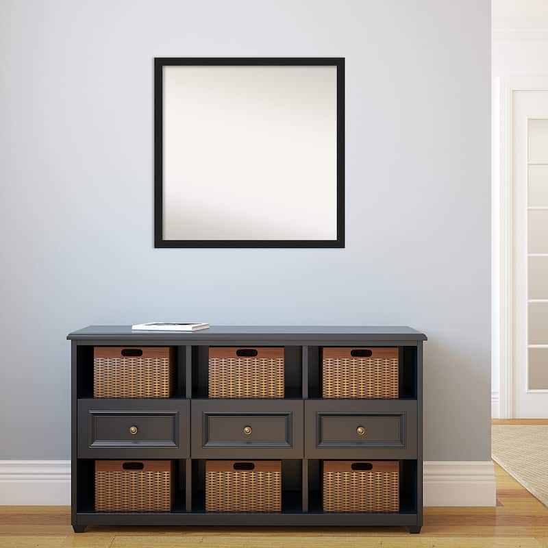 Non-Beveled Wall Mirror - Grace Brushed Metallic Black Narrow Frame
