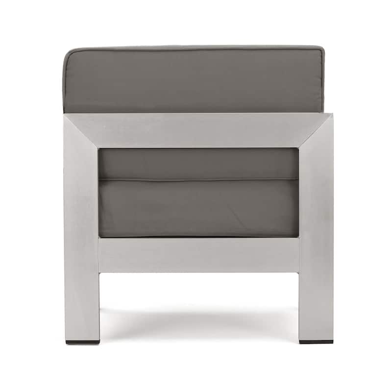 Cape Coral Outdoor 5-Seater V-Shape Aluminum Sectional Sofa Set with Ottoman by Christopher Knight Home