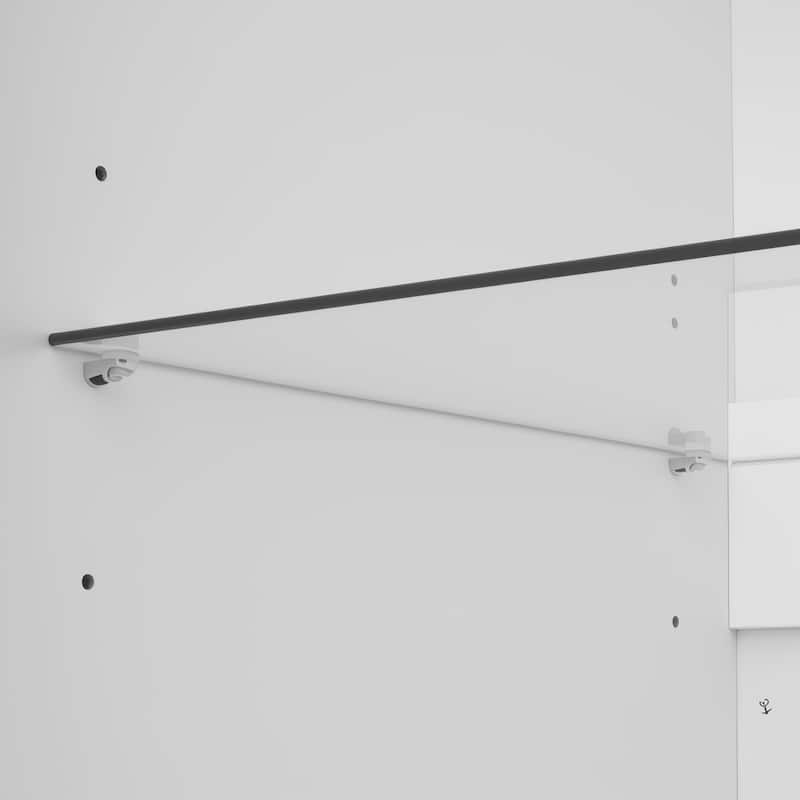 128" Wall Unit Entertainment Center with Bookshelves, Wood Media Console TV Storage Cabinets with Glass Doors for TVs up to 80"