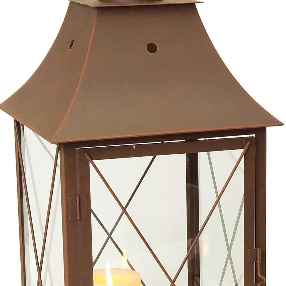 HomeRoots Set Of Three Brown Flameless Floor Lantern Candle Holder 15 On Sale Bed Bath