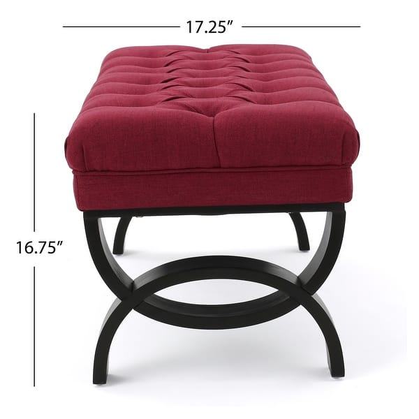 dimension image slide 2 of 10, Scarlette Tufted Fabric Ottoman Bench by Christopher Knight Home - 41.00" L x 17.25" W x 16.75" H