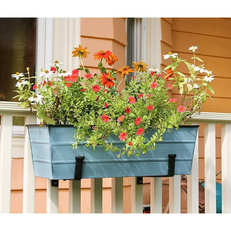 Achla Designs Medium Galvanized Steel Flower Box Planter, 24 Inch Wide