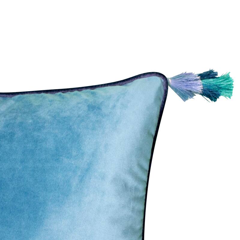 Edie At Home Velvet Reversible Tassel Decorative Throw Pillow, Tigerlily/Marigold