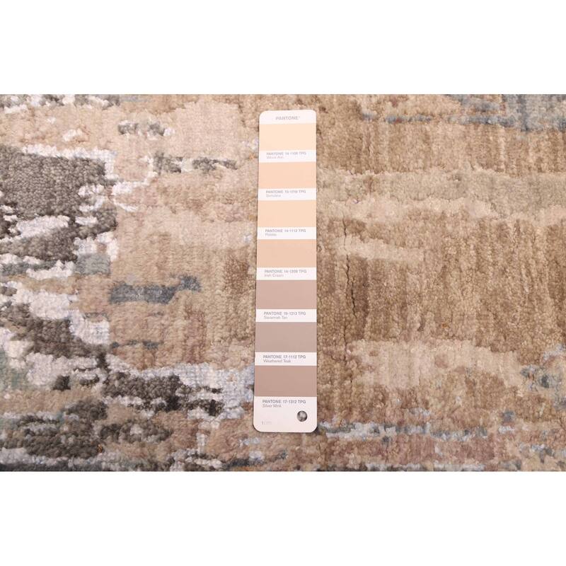 ECARPETGALLERY Hand-knotted Legacy Tan Silk, Wool Rug - 2'6 x 12'0