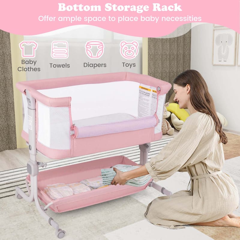 Costway Baby Bassinet Bedside Sleeper with 6-Level Adjustable Height - See Details