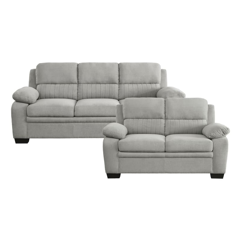 Onofre 2-Piece Fabric Living Room Sofa Set - Light Grey
